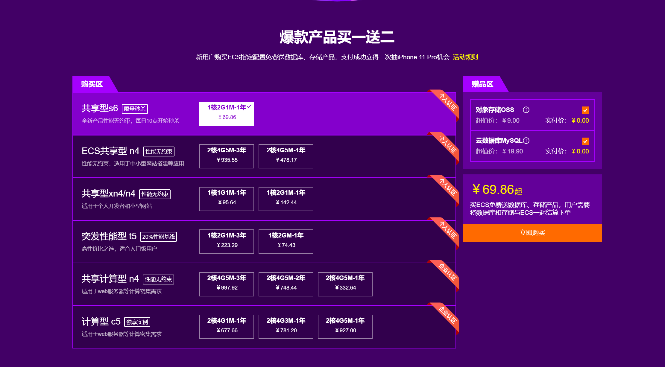 阿里云采购季做活动，新用户的活动力度还是挺大的